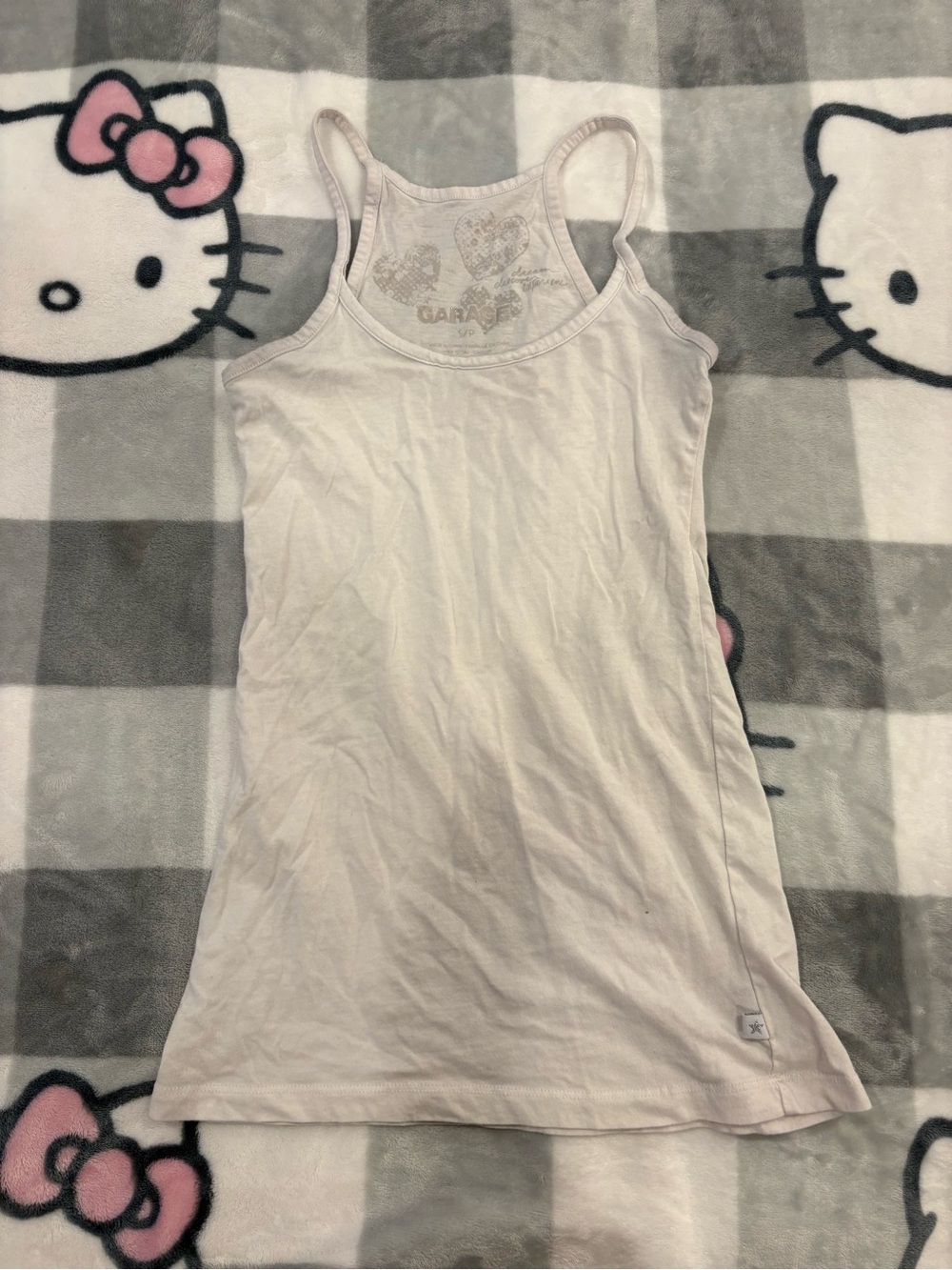 Vintage Y2K Garage White Heart Racerback Tank Top